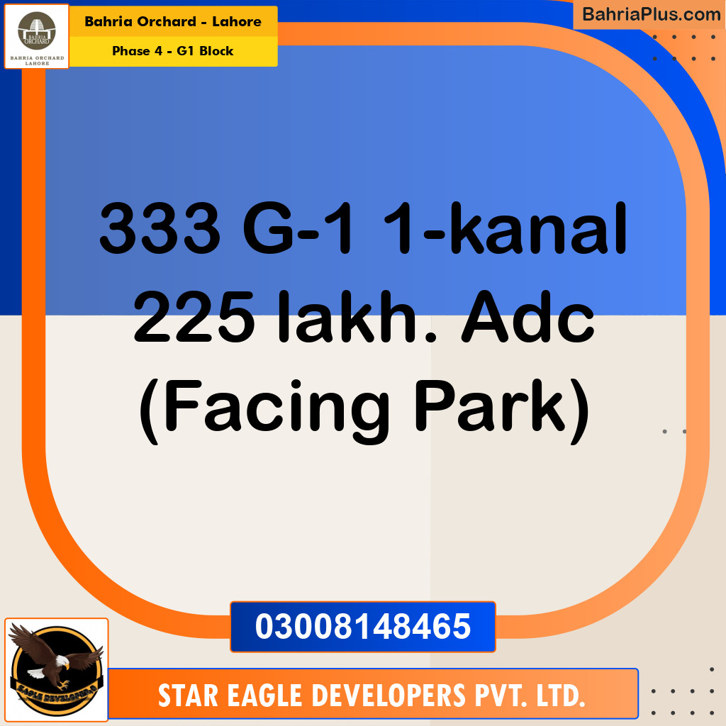 1 Kanal Residential Plot for Sale in Phase 4 - G1 Block -  Bahria Orchard, Lahore - (BP-247743)