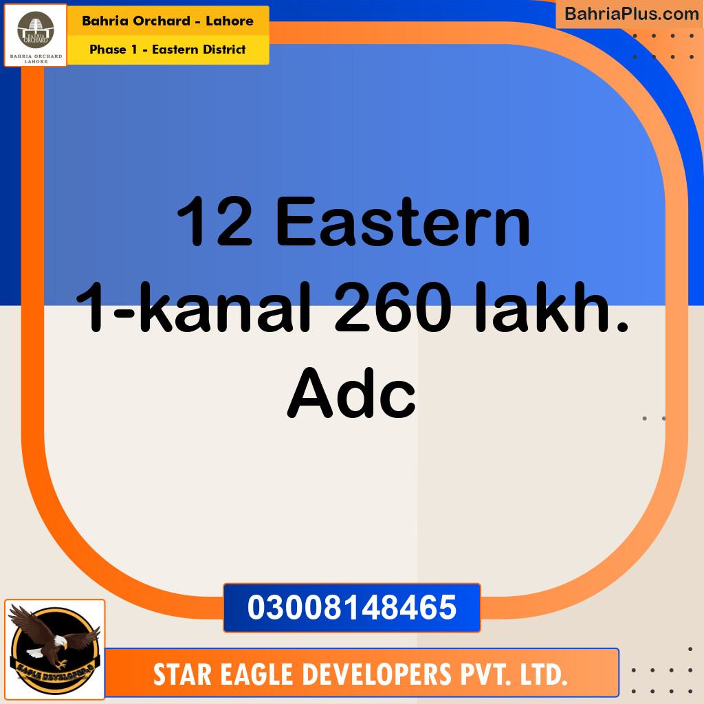 1 Kanal Residential Plot for Sale in Phase 1 - Eastern District - Bahria Orchard, Lahore - (BP-247744)