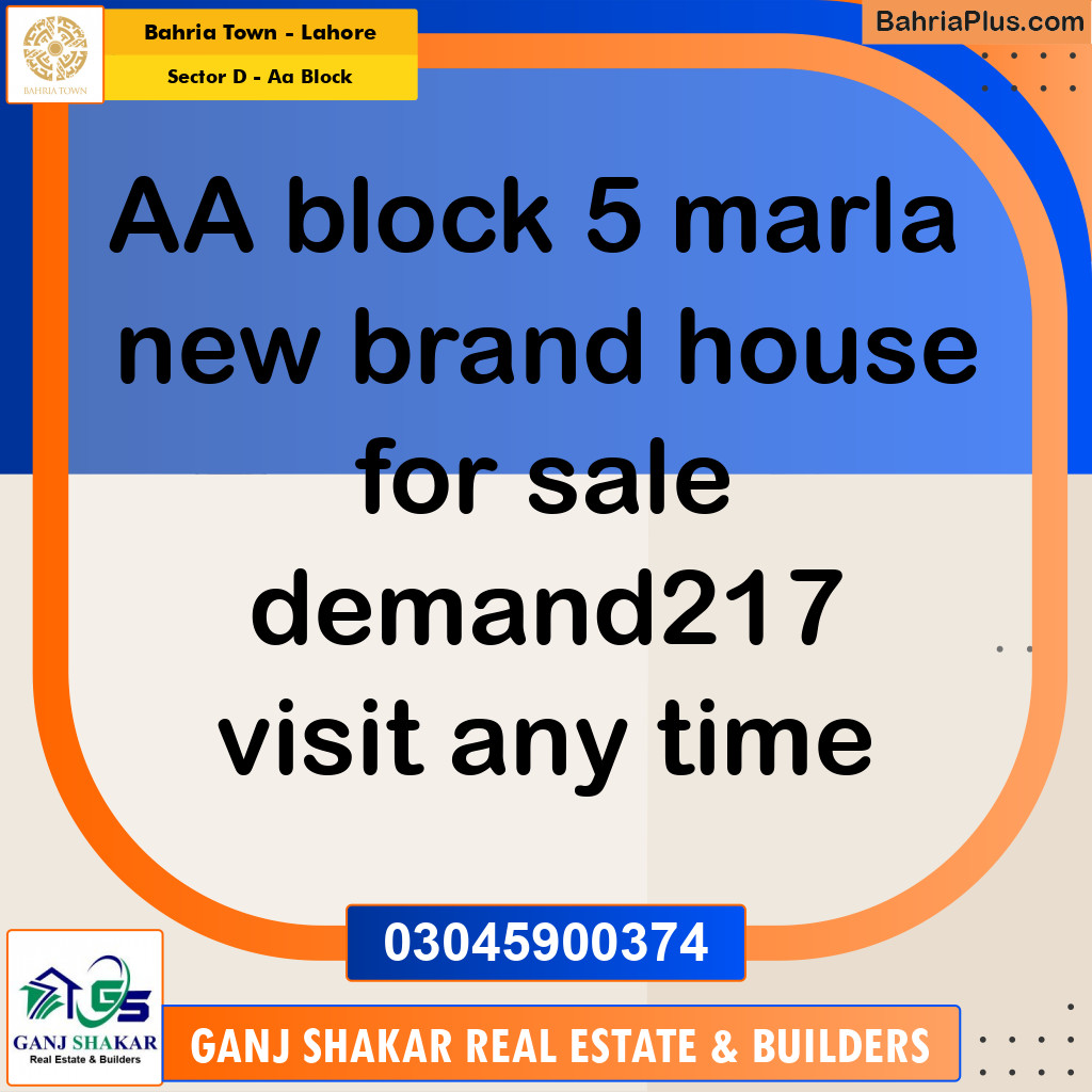 5 Marla Residential House for Sale in Sector D - AA Block -  Bahria Town, Lahore - (BP-247774)