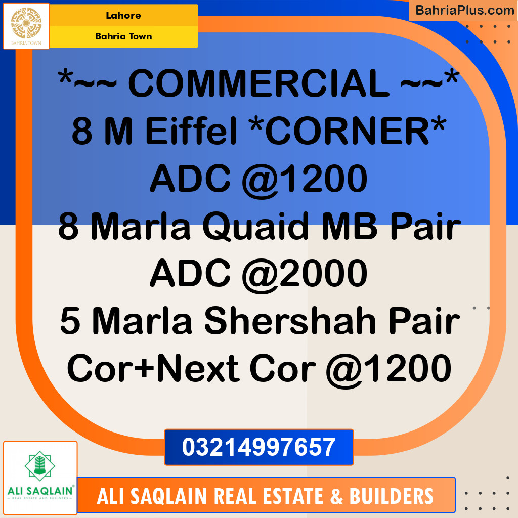 Commercial Plot for Sale in Bahria Town, Lahore - (BP-247833)