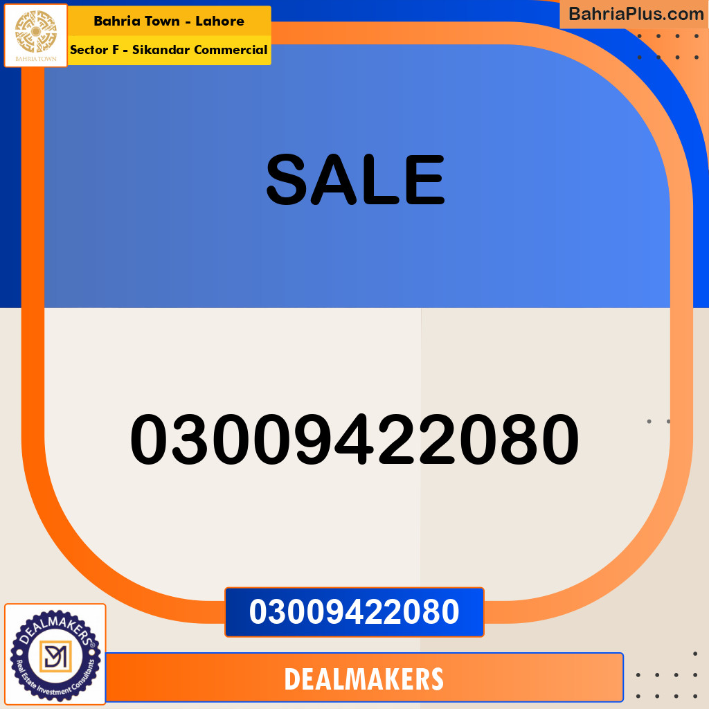 5 Marla Commercial Plot for Sale in Sector F - Sikandar Commercial -  Bahria Town, Lahore - (BP-247849)