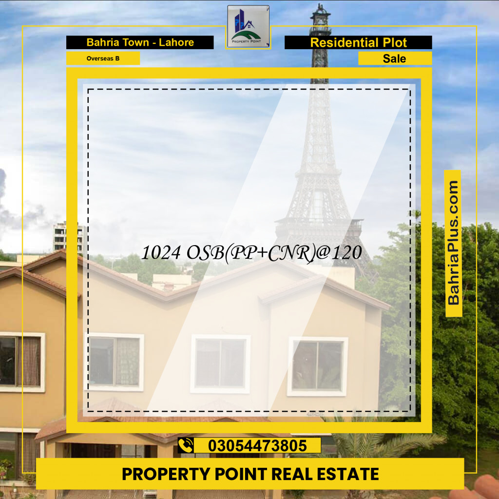 10 Marla Residential Plot for Sale in Overseas B -  Bahria Town, Lahore - (BP-247865)
