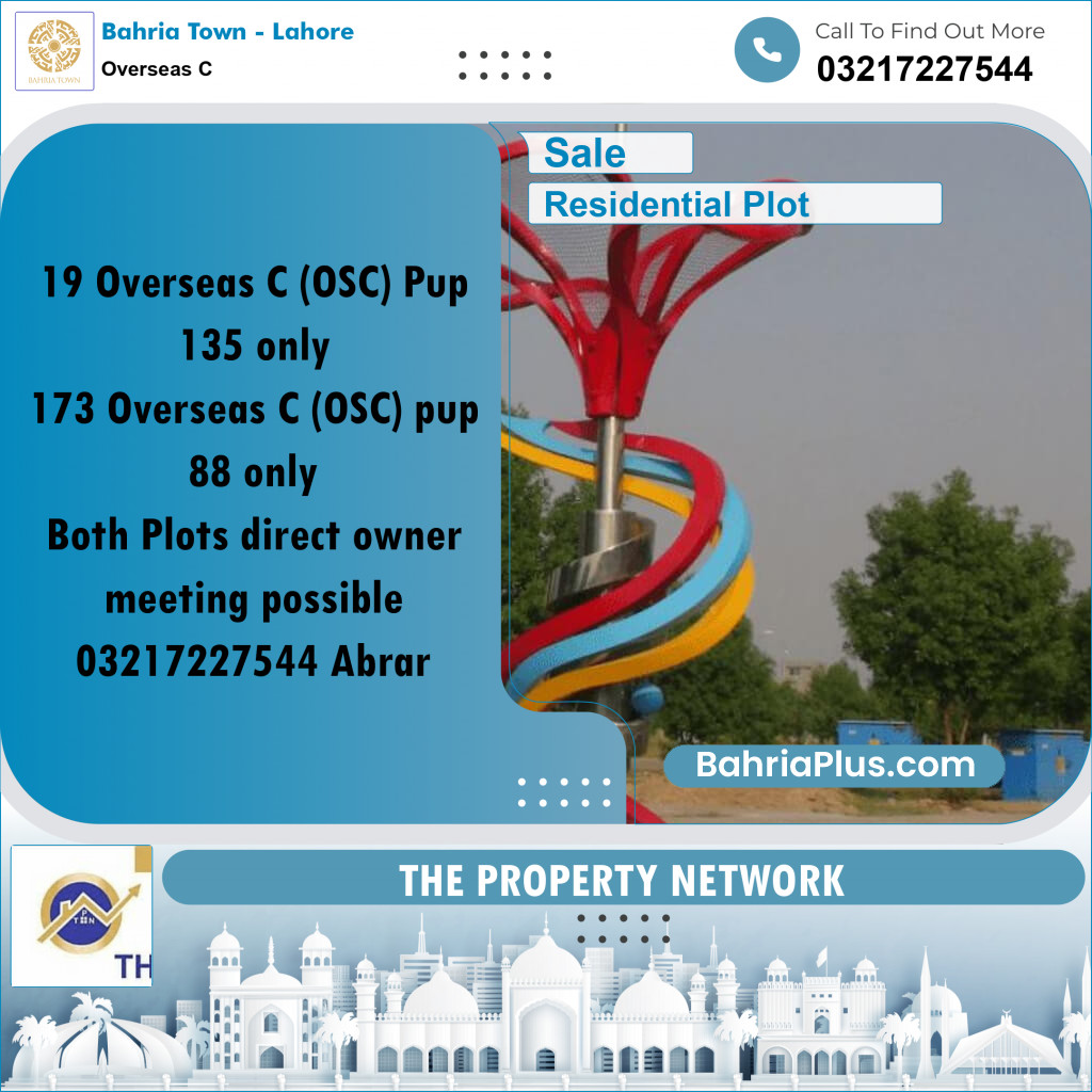10 Marla Residential Plot for Sale in Overseas C -  Bahria Town, Lahore - (BP-247889)