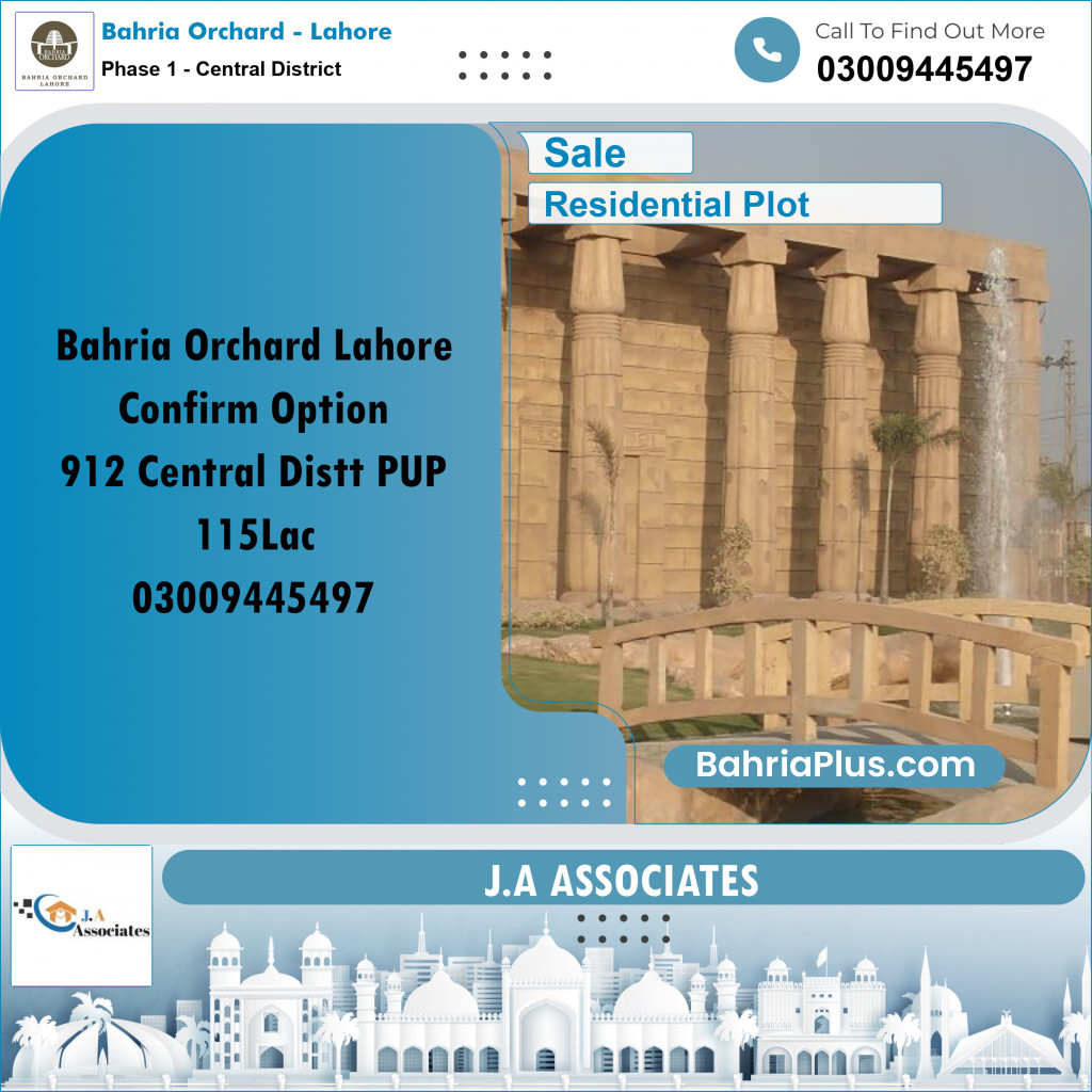 10 Marla Residential Plot for Sale in Phase 1 - Central District -  Bahria Orchard, Lahore - (BP-247946)