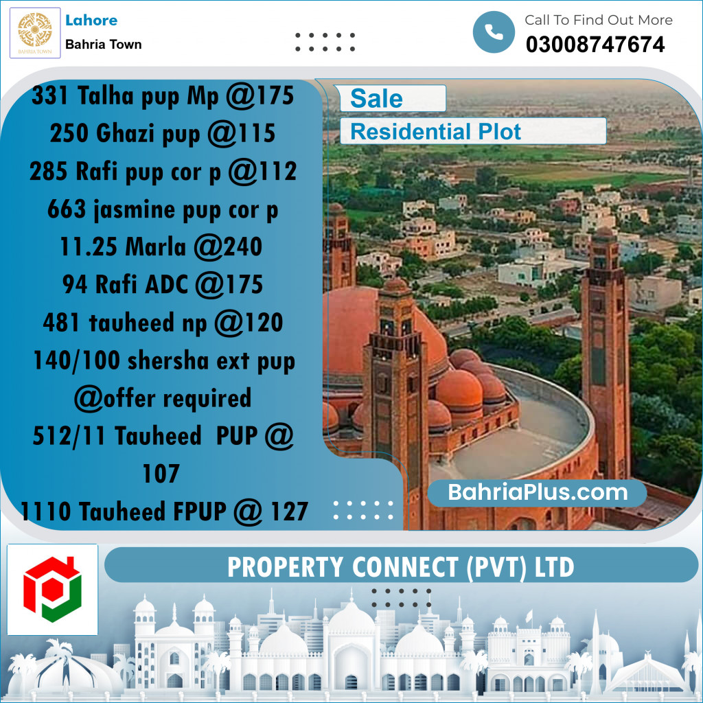 Residential Plot for Sale in Bahria Town, Lahore - (BP-247968)