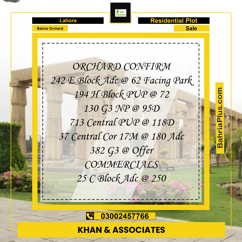 Residential Plot for Sale in Bahria Orchard, Lahore - (BP-247978)