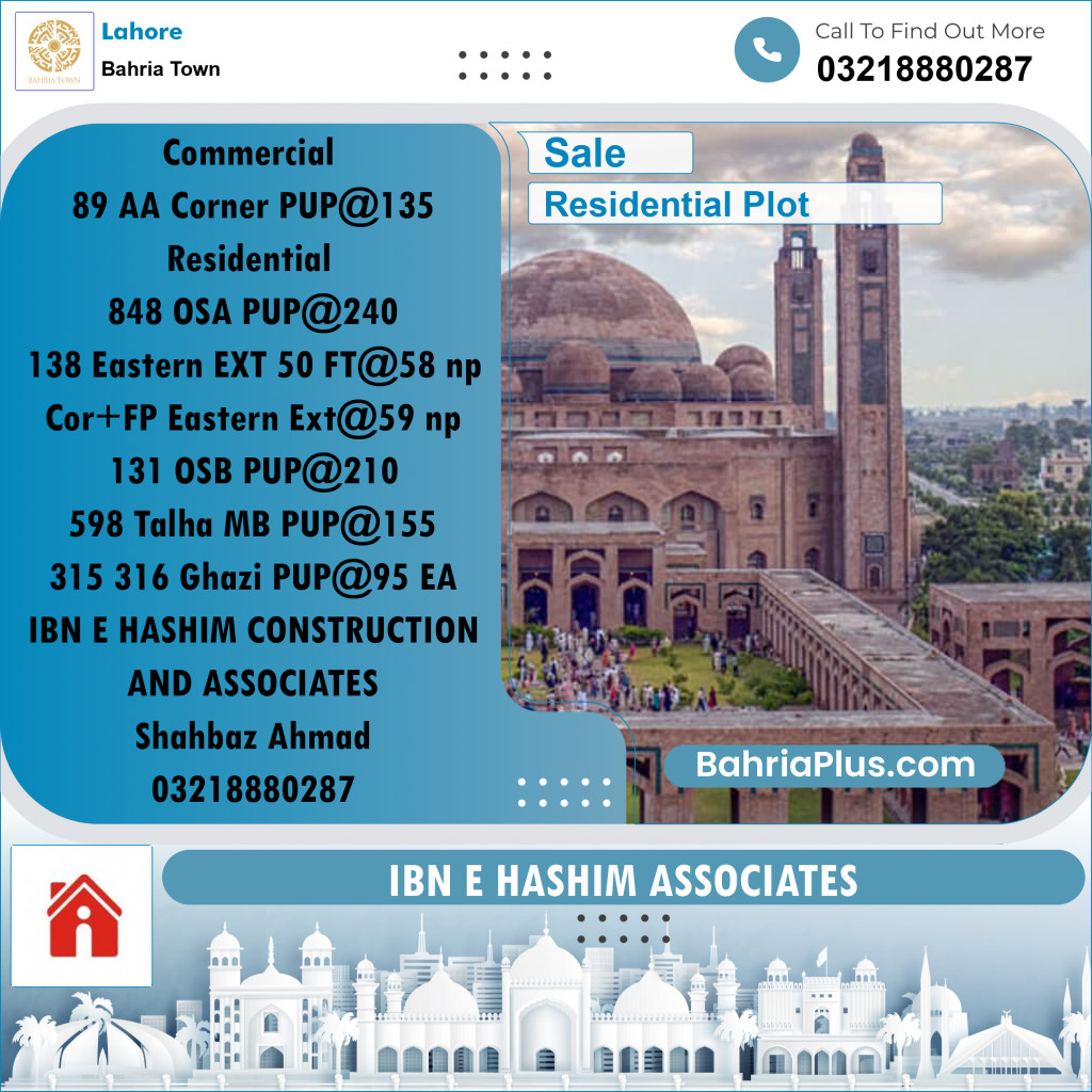 Residential Plot for Sale in Bahria Town, Lahore - (BP-248001)