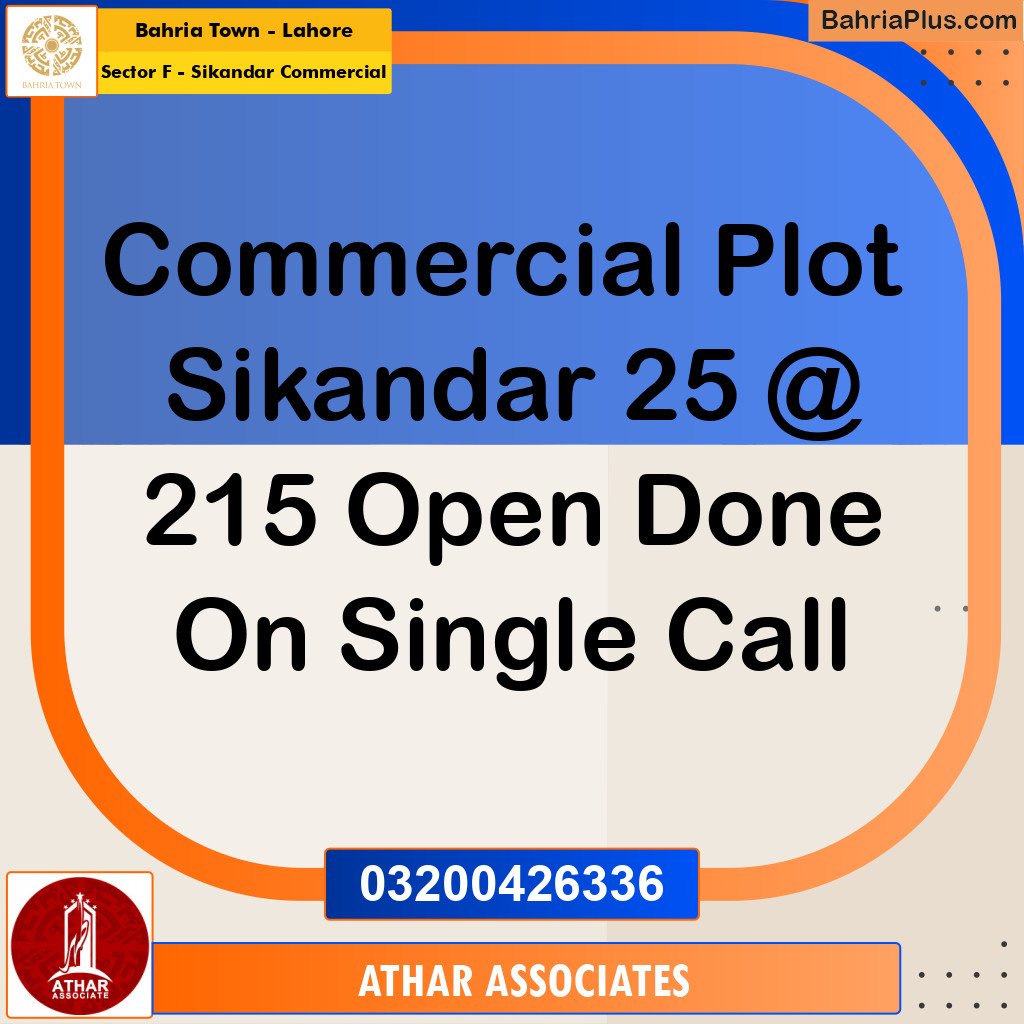 5 Marla Commercial Plot for Sale in Sector F - Sikandar Commercial -  Bahria Town, Lahore - (BP-248011)