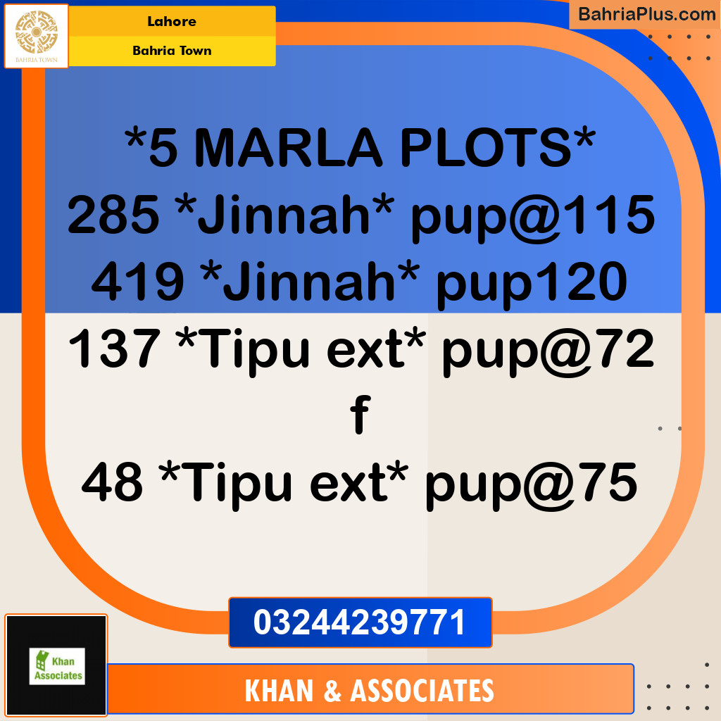 Residential Plot for Sale in Bahria Town, Lahore - (BP-248018)