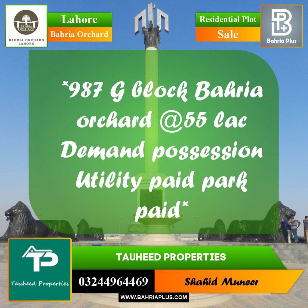 Residential Plot for Sale in Bahria Orchard, Lahore - (BP-248026)
