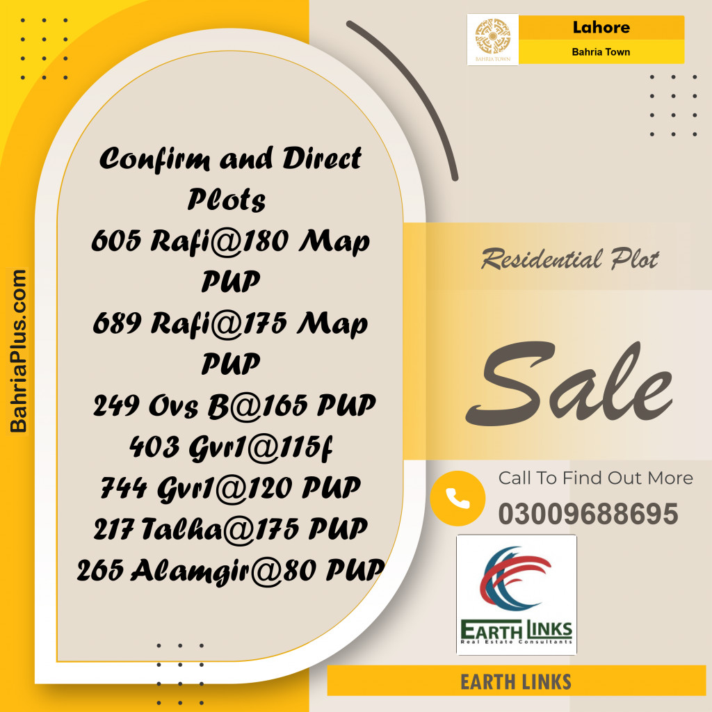Residential Plot for Sale in Bahria Town, Lahore - (BP-248077)