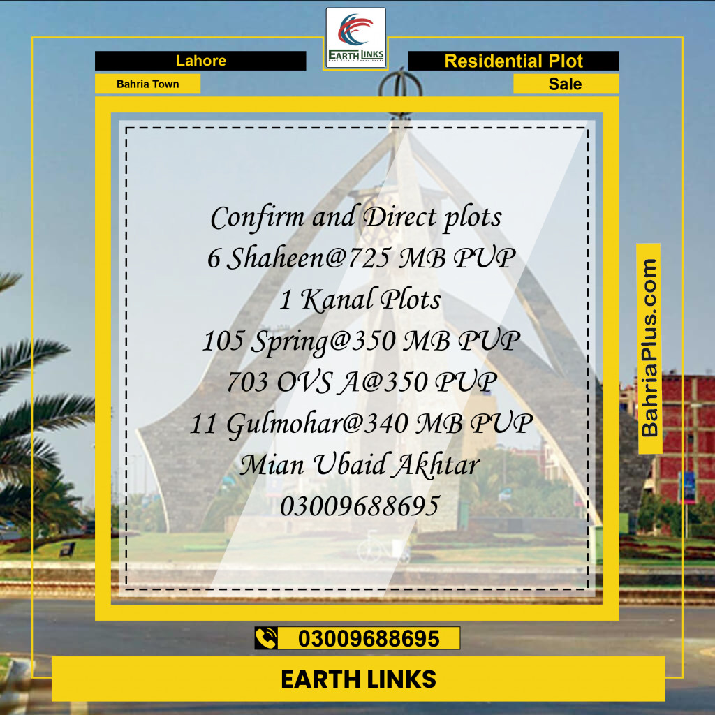 Residential Plot for Sale in Bahria Town, Lahore - (BP-248078)