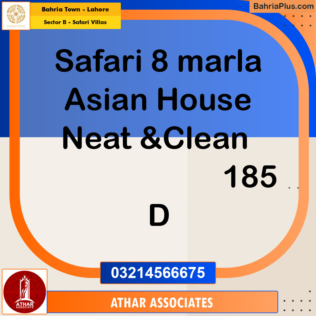 8 Marla Residential House for Sale in Sector B - Safari Villas -  Bahria Town, Lahore - (BP-248103)