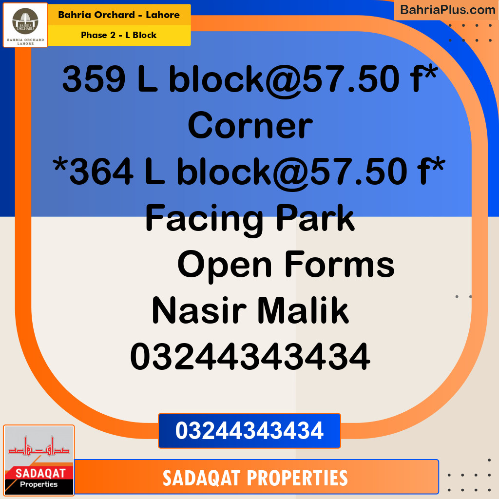 5 Marla Residential Plot for Sale in Phase 2 - L Block -  Bahria Orchard, Lahore - (BP-248106)