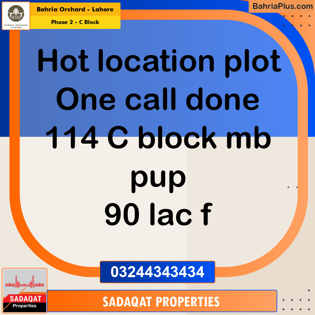 8 Marla Residential Plot for Sale in Phase 2 - C Block -  Bahria Orchard, Lahore - (BP-248108)