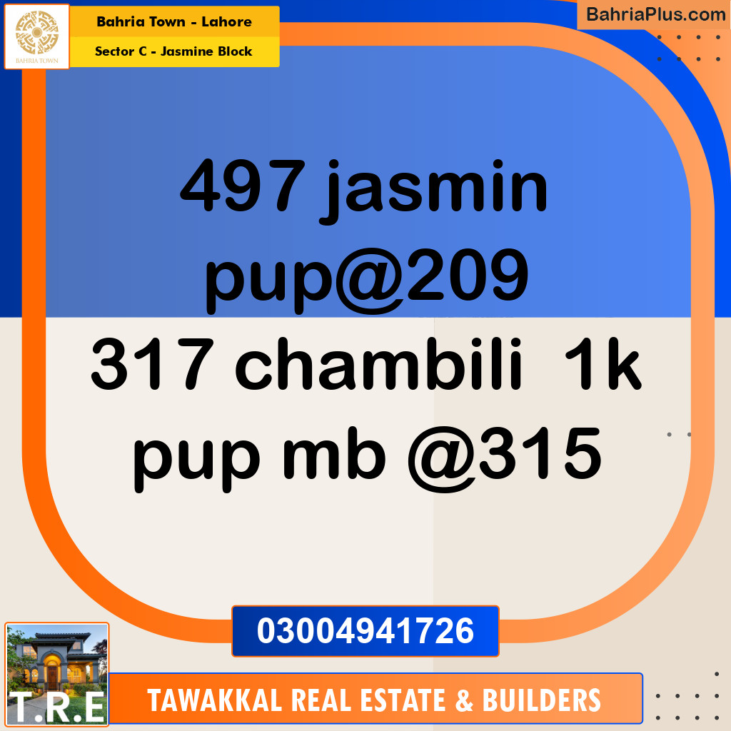10 Marla Residential Plot for Sale in Sector C - Jasmine Block -  Bahria Town, Lahore - (BP-248152)