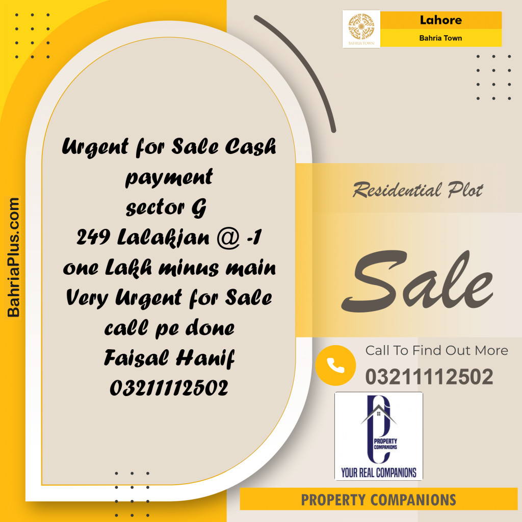 Residential Plot for Sale in Bahria Town, Lahore - (BP-248161)