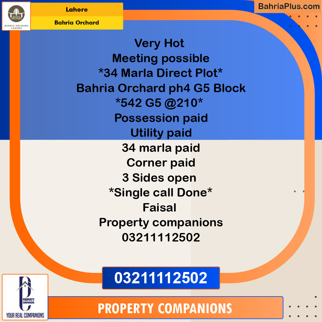 Residential Plot for Sale in Bahria Orchard, Lahore - (BP-248166)