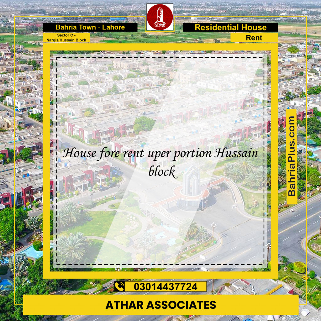 10 Marla Residential House for Rent in Sector C - Nargis/Hussain Block -  Bahria Town, Lahore - (BP-248203)