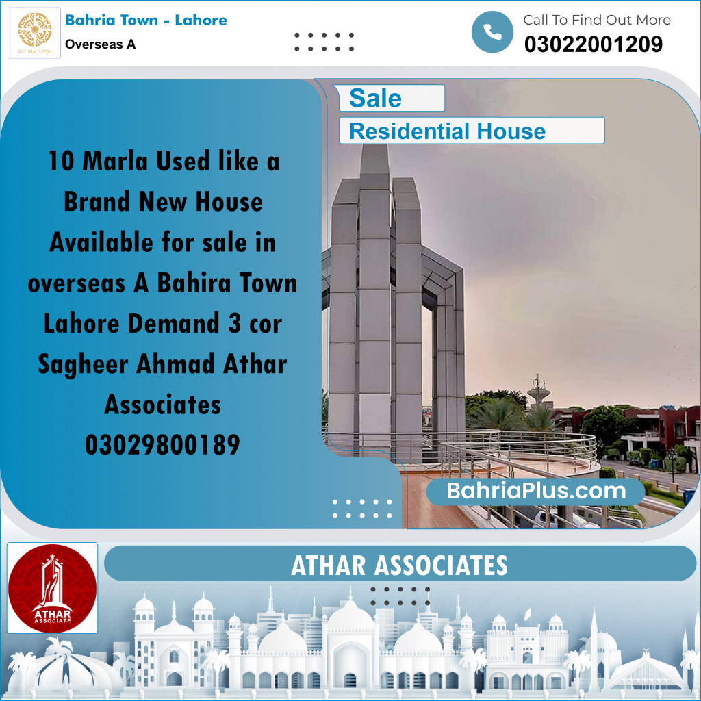 10 Marla Residential House for Sale in Overseas A -  Bahria Town, Lahore - (BP-248205)