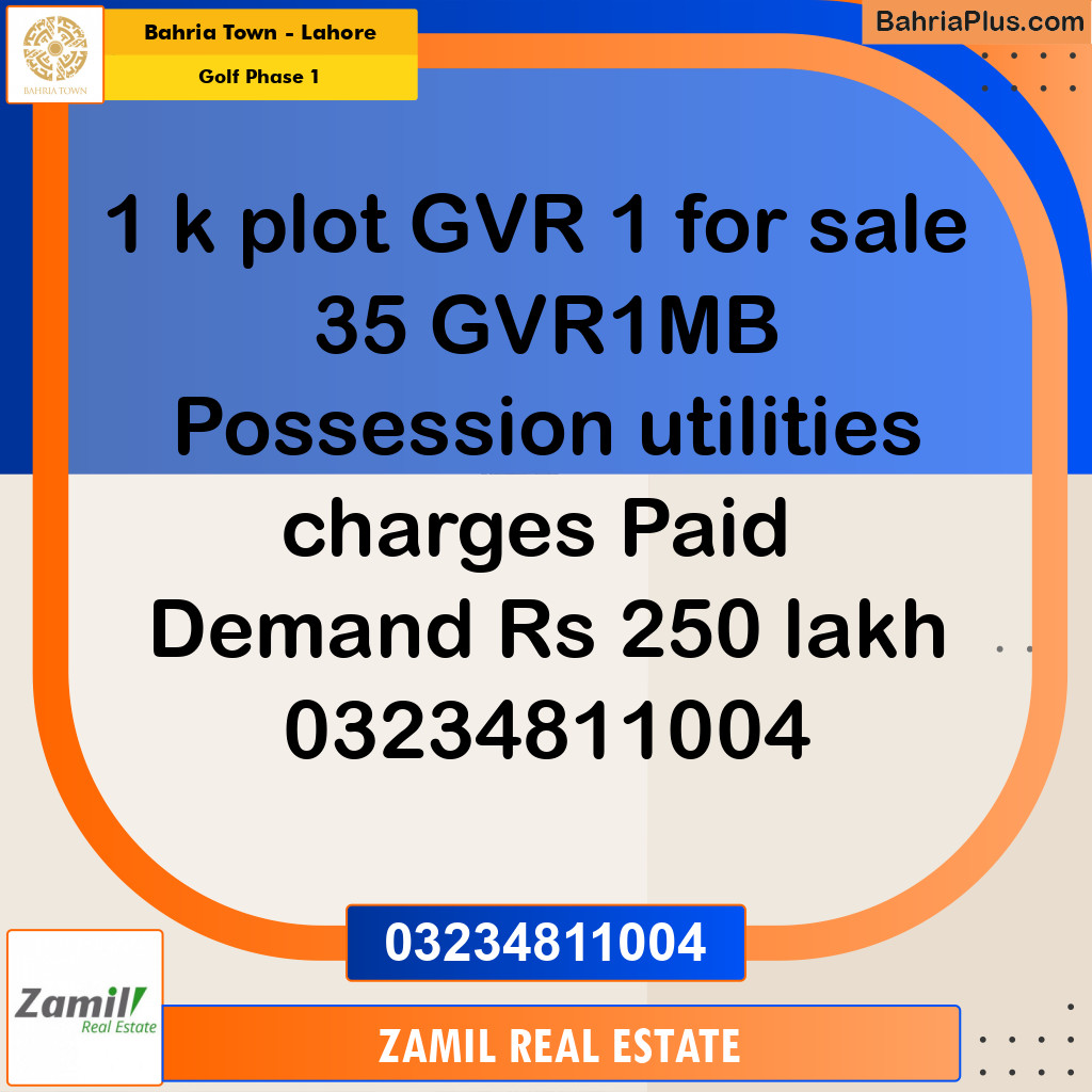 1 Kanal Residential Plot for Sale in Golf Phase 1 -  Bahria Town, Lahore - (BP-248219)