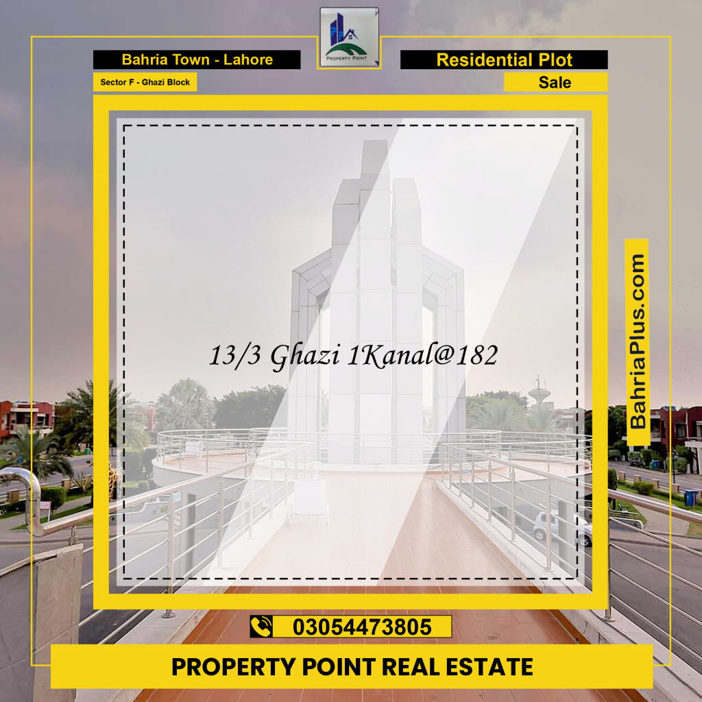 1 Kanal Residential Plot for Sale in Sector F - Ghazi Block -  Bahria Town, Lahore - (BP-248228)