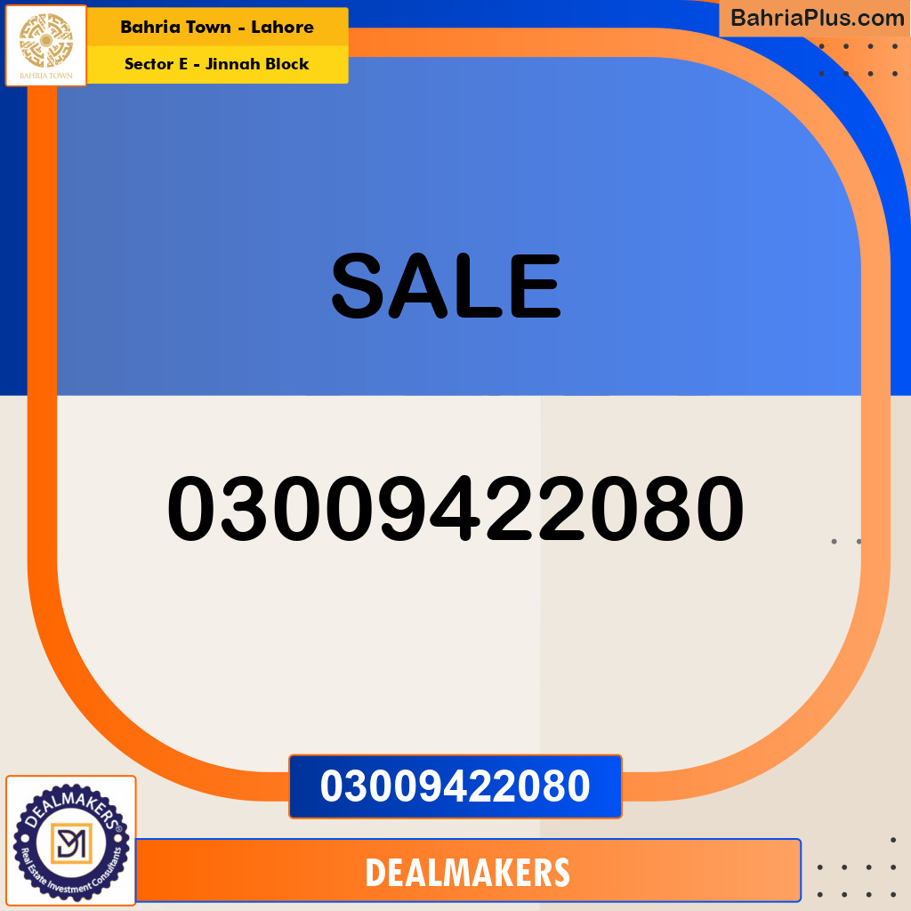 1120 Sq. Ft. Residential Plot for Sale in Sector E - Jinnah Block -  Bahria Town, Lahore - (BP-248254)
