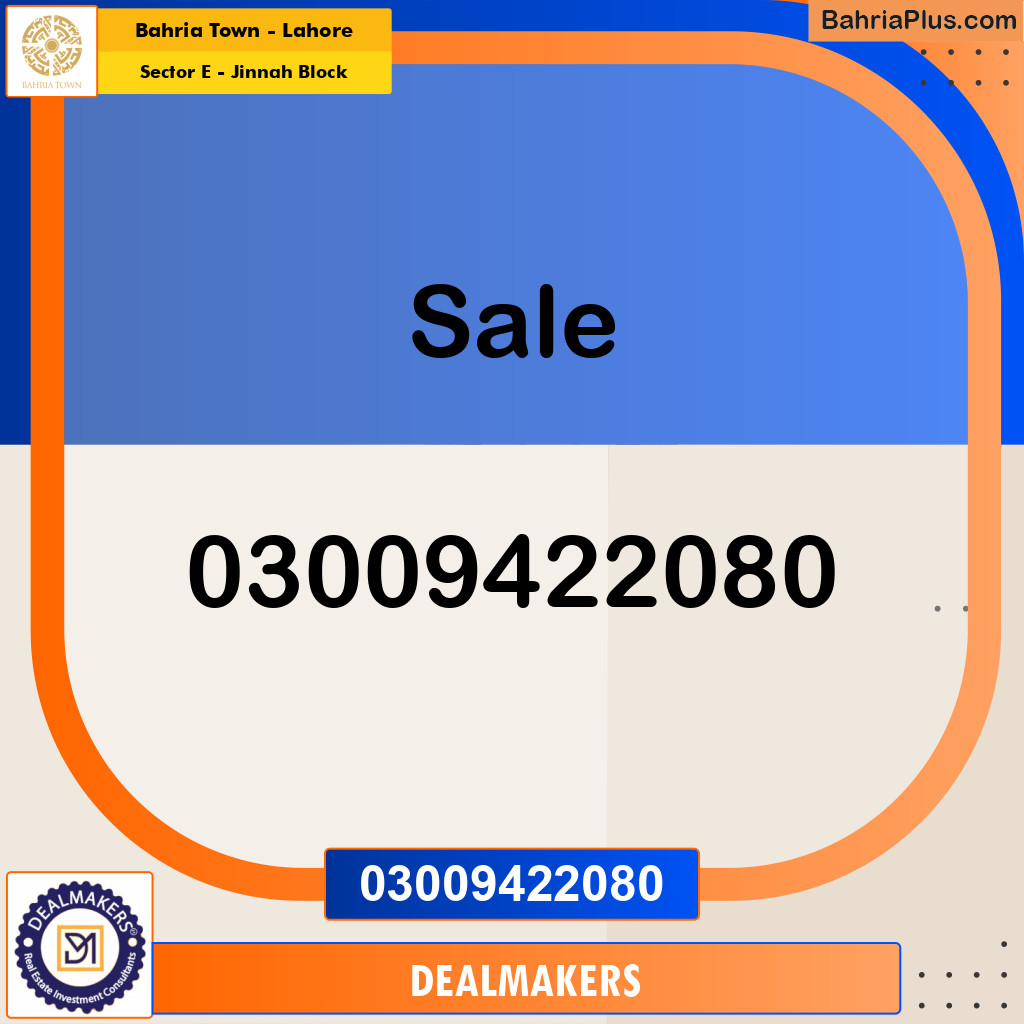 5 Marla Residential Plot for Sale in Sector E - Jinnah Block -  Bahria Town, Lahore - (BP-248256)