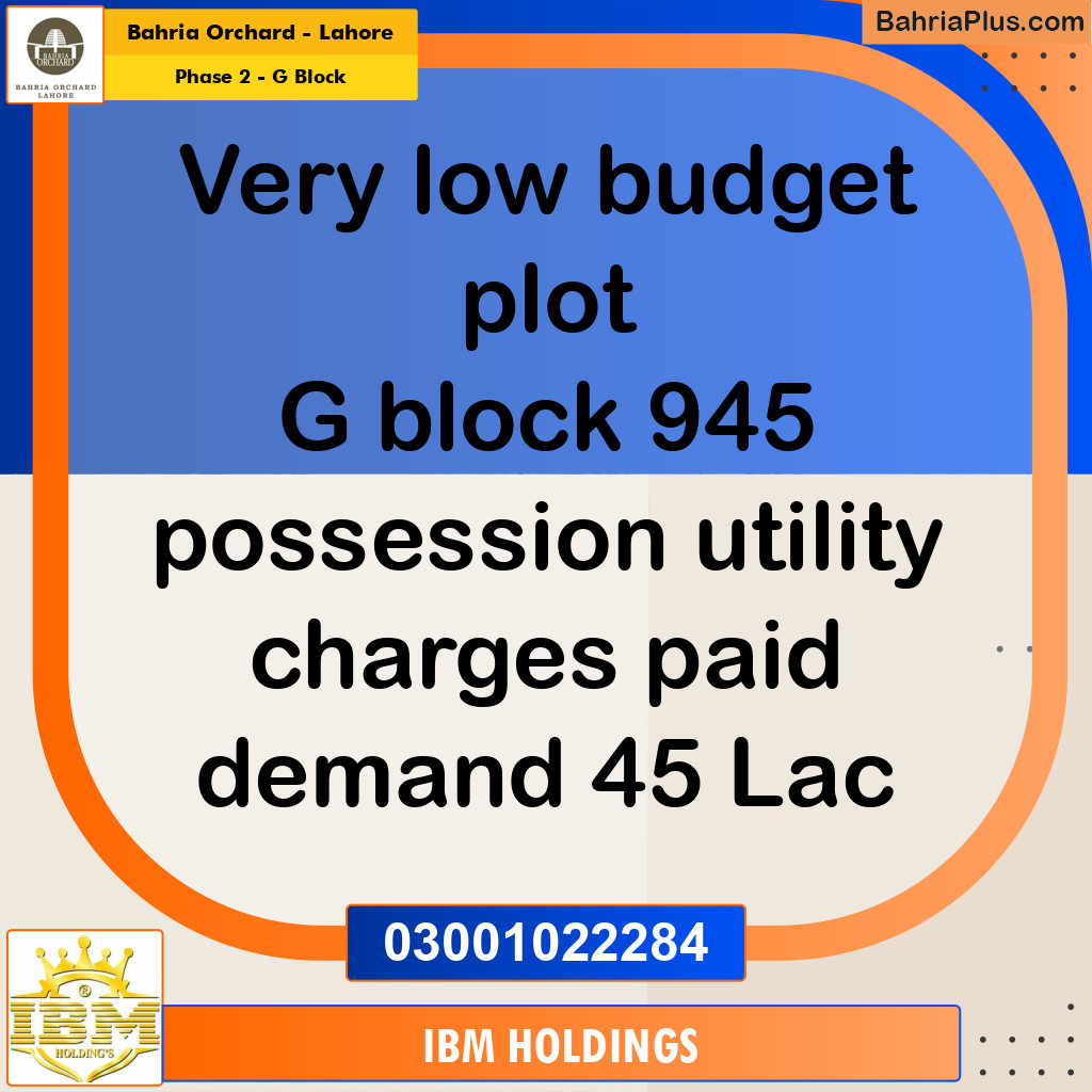 5 Marla Residential Plot for Sale in Phase 2 - G Block -  Bahria Orchard, Lahore - (BP-248257)