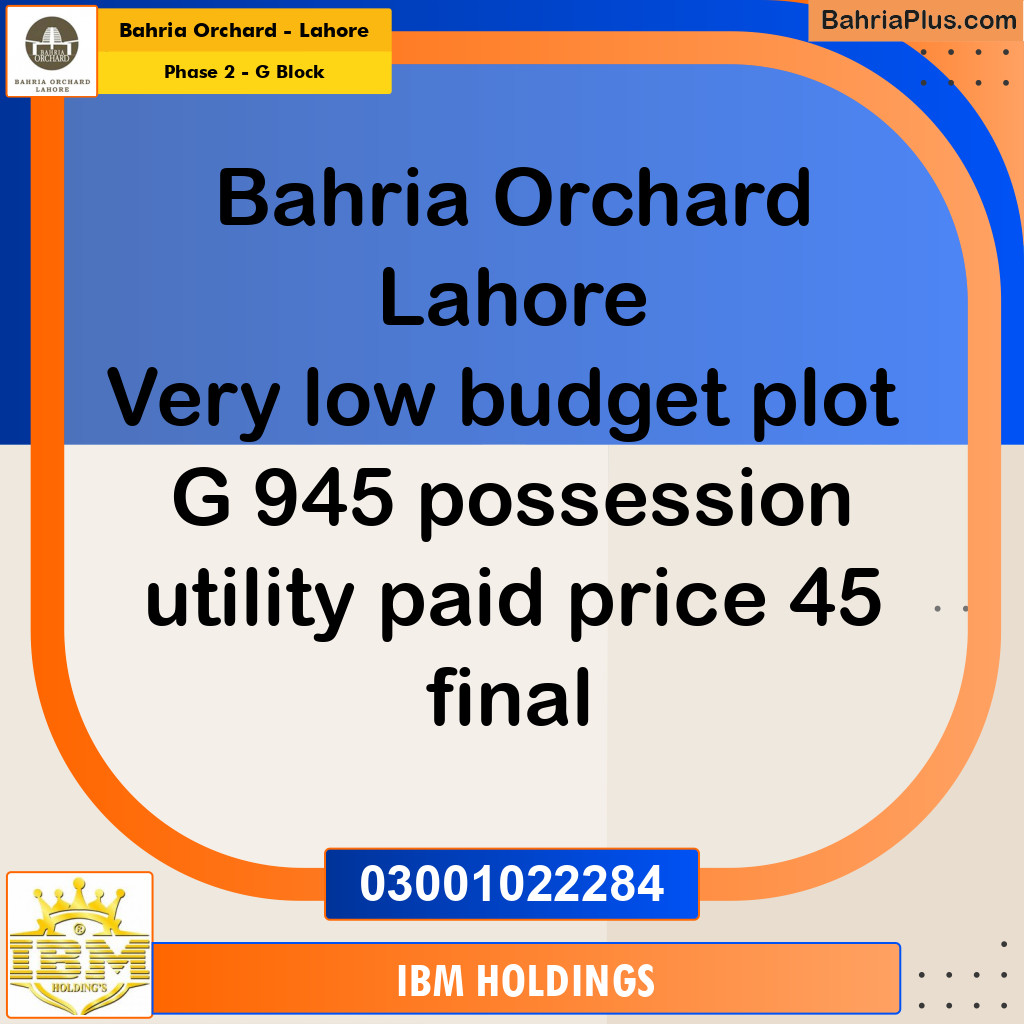 5 Marla Residential Plot for Sale in Phase 2 - G Block -  Bahria Orchard, Lahore - (BP-248260)