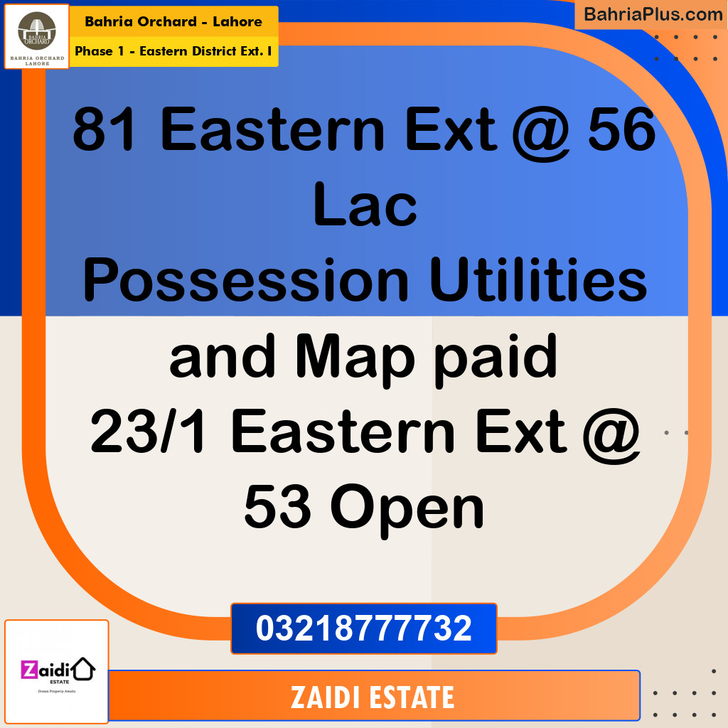 5 Marla Residential Plot for Sale in Phase 1 - Eastern District Ext. I -  Bahria Orchard, Lahore - (BP-248272)