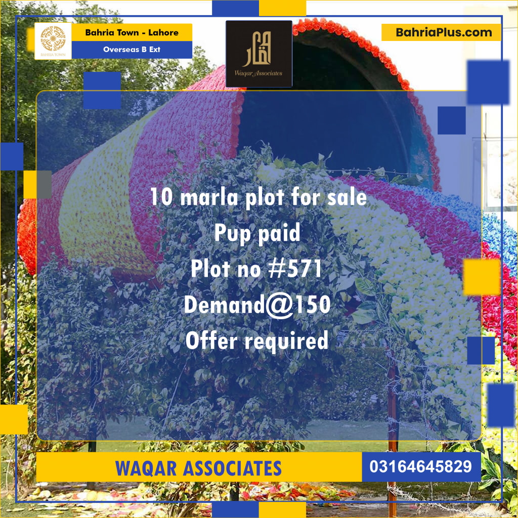 10 Marla Residential Plot for Sale in Overseas B Ext -  Bahria Town, Lahore - (BP-248361)