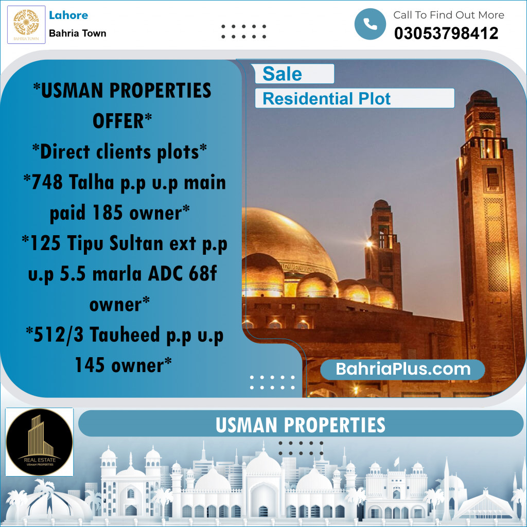 Residential Plot for Sale in Bahria Town, Lahore - (BP-248368)