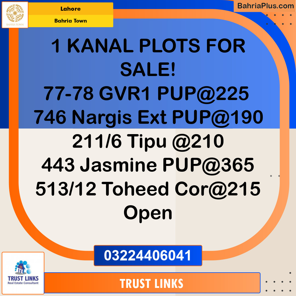 Residential Plot for Sale in Bahria Town, Lahore - (BP-248375)