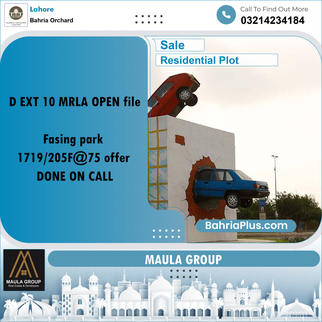 10 Marla Residential Plot for Sale in Bahria Orchard, Lahore - (BP-248402)