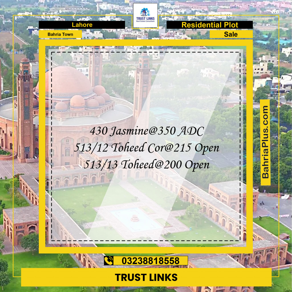 Residential Plot for Sale in Bahria Town, Lahore - (BP-248416)