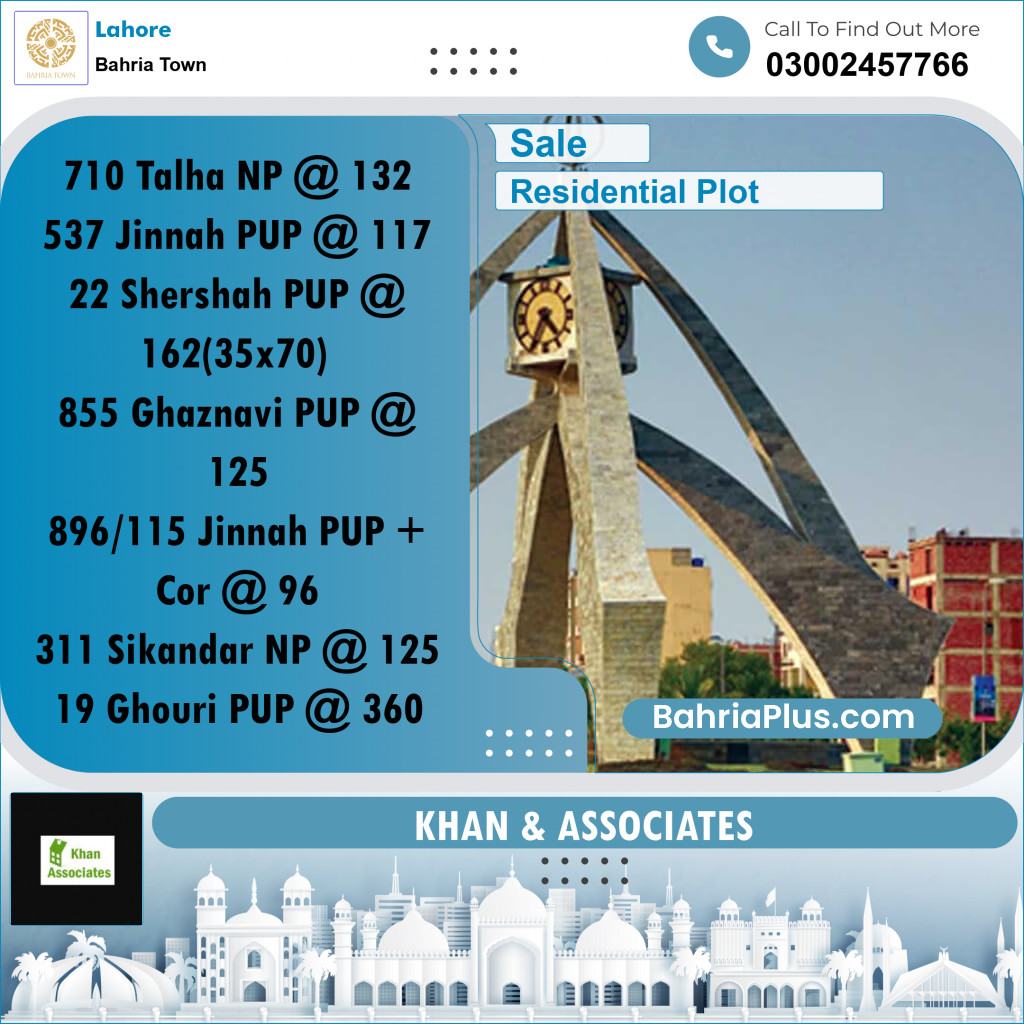 Residential Plot for Sale in Bahria Town, Lahore - (BP-248419)