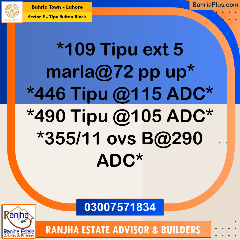 10 Marla Residential Plot for Sale in Sector F - Tipu Sultan Block -  Bahria Town, Lahore - (BP-248484)