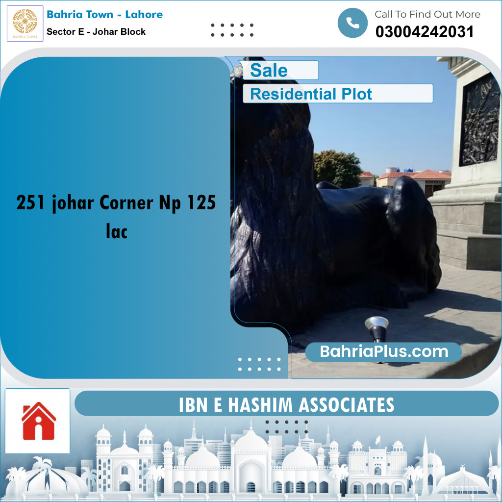 10 Marla Residential Plot for Sale in Sector E - Johar Block -  Bahria Town, Lahore - (BP-248516)