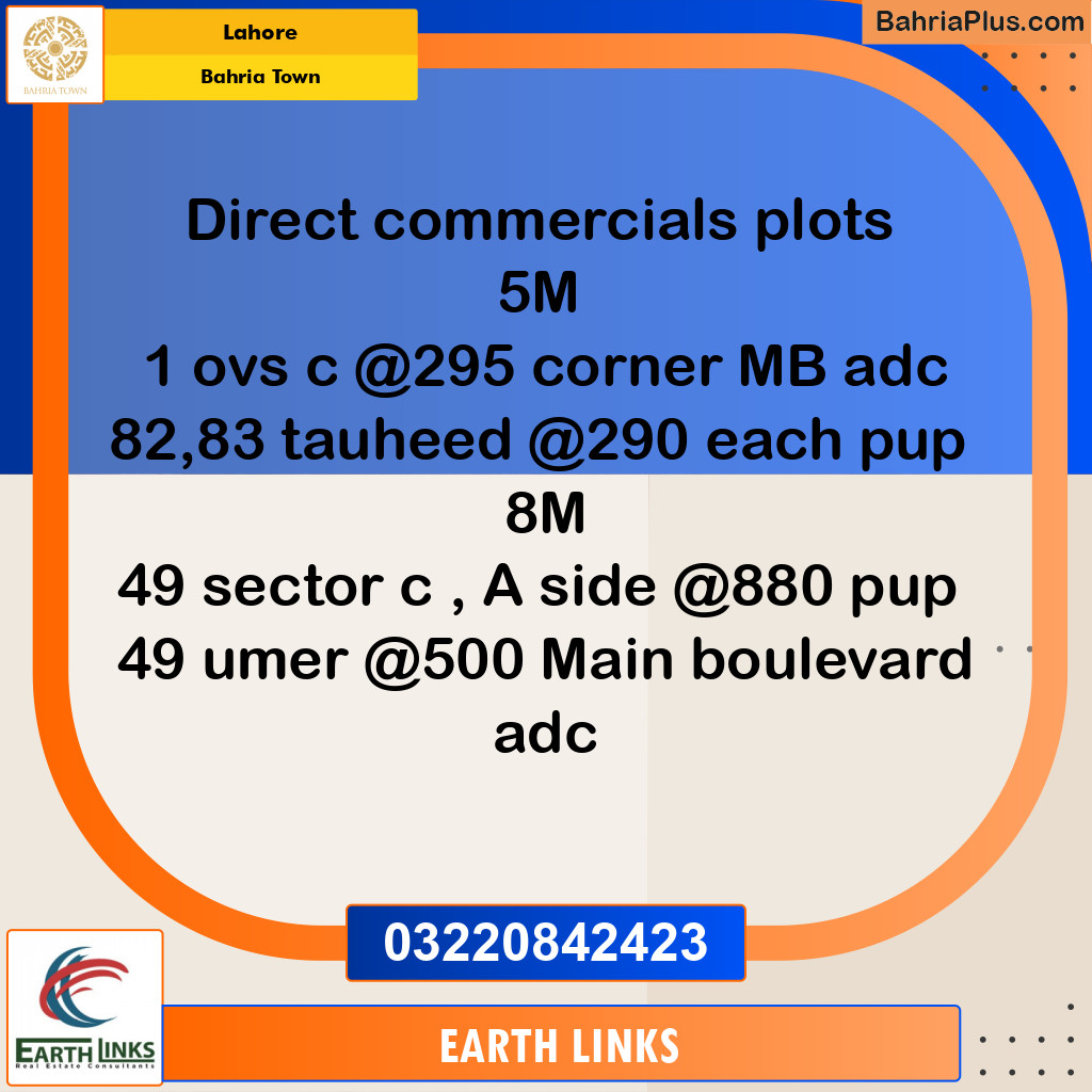 Commercial Plot for Sale in Bahria Town, Lahore - (BP-248565)