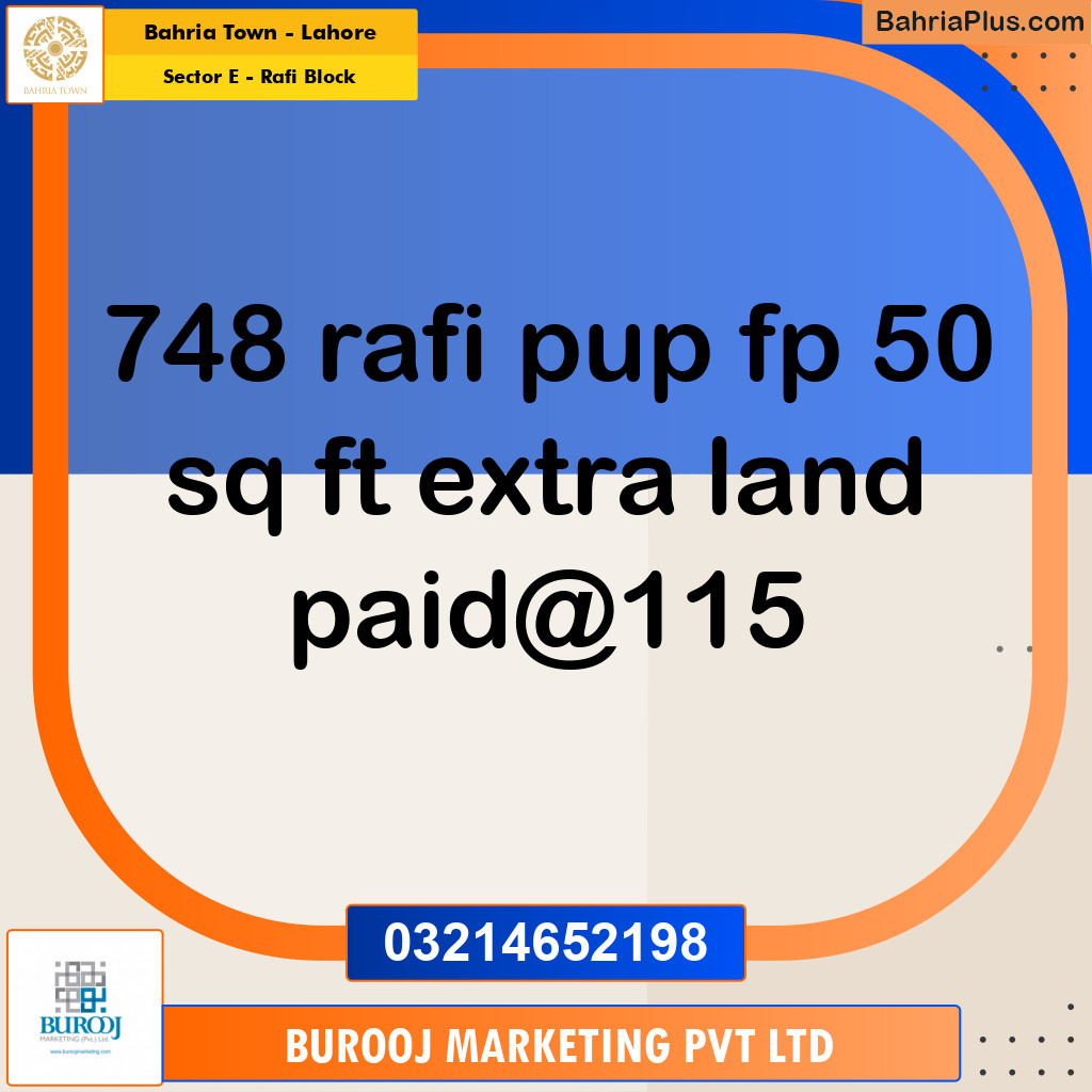 5 Marla Residential Plot for Sale in Sector E - Rafi Block -  Bahria Town, Lahore - (BP-248581)