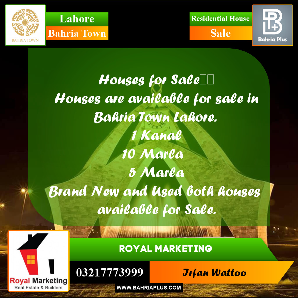 Residential House for Sale in Bahria Town, Lahore - (BP-248600)