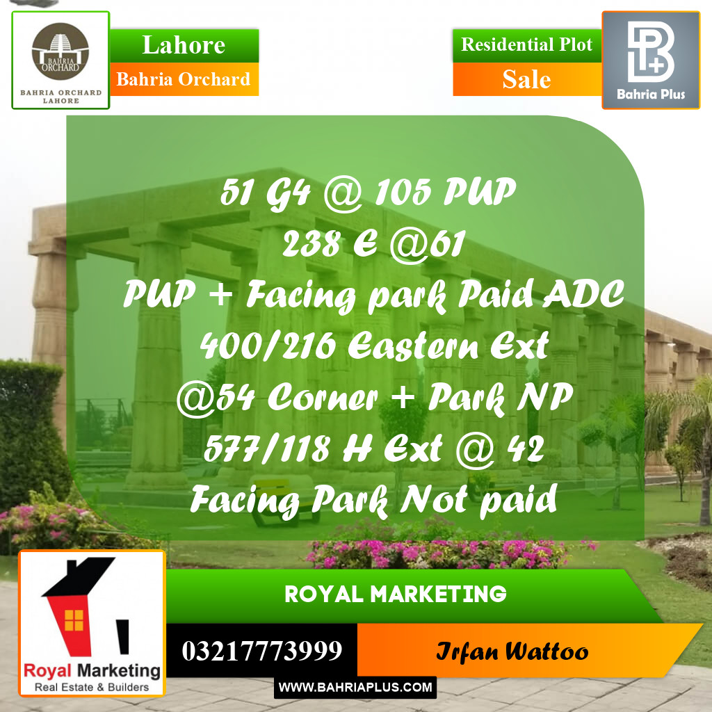 Residential Plot for Sale in Bahria Orchard, Lahore - (BP-248603)