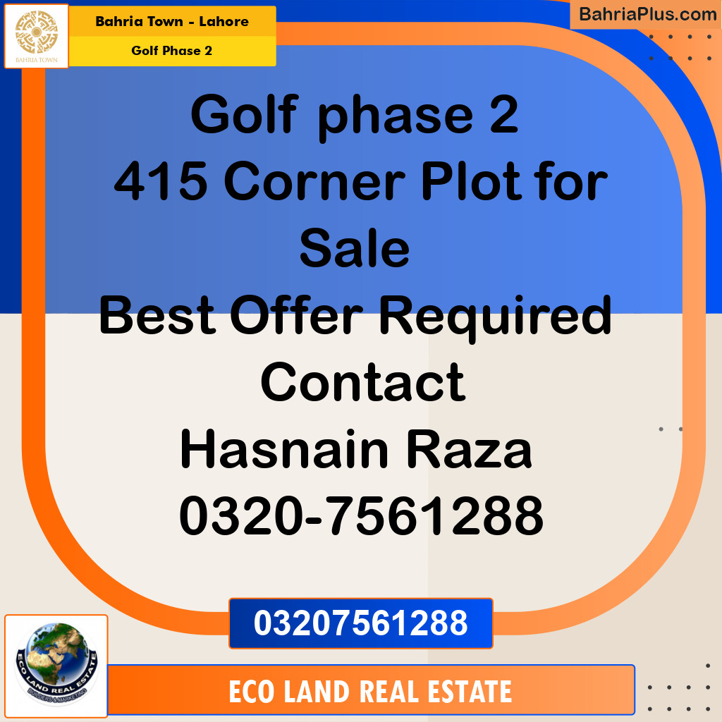 10 Marla Residential Plot for Sale in Golf Phase 2 -  Bahria Town, Lahore - (BP-248612)