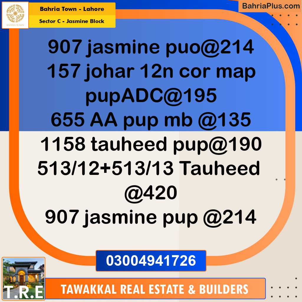 10 Marla Residential Plot for Sale in Sector C - Jasmine Block -  Bahria Town, Lahore - (BP-248619)