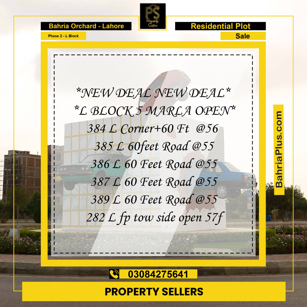 5 Marla Residential Plot for Sale in Phase 2 - L Block -  Bahria Orchard, Lahore - (BP-248644)