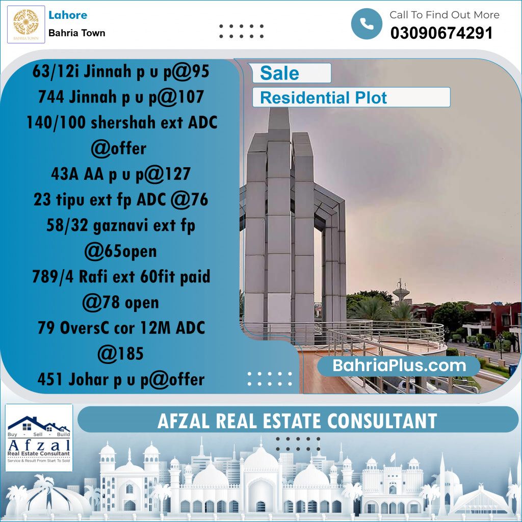 Residential Plot for Sale in Bahria Town, Lahore - (BP-248665)