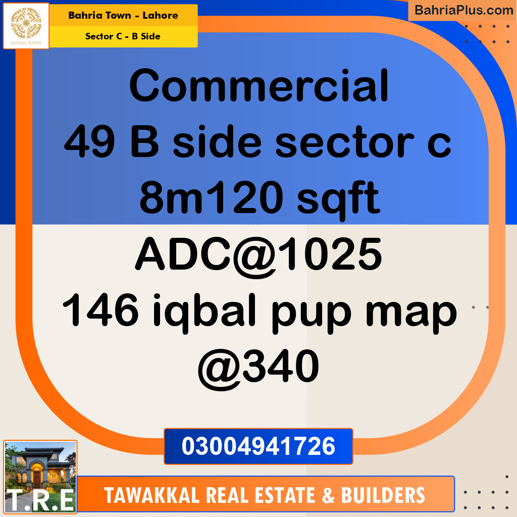 8 Marla Commercial Plot for Sale in Sector C - B Side -  Bahria Town, Lahore - (BP-248702)