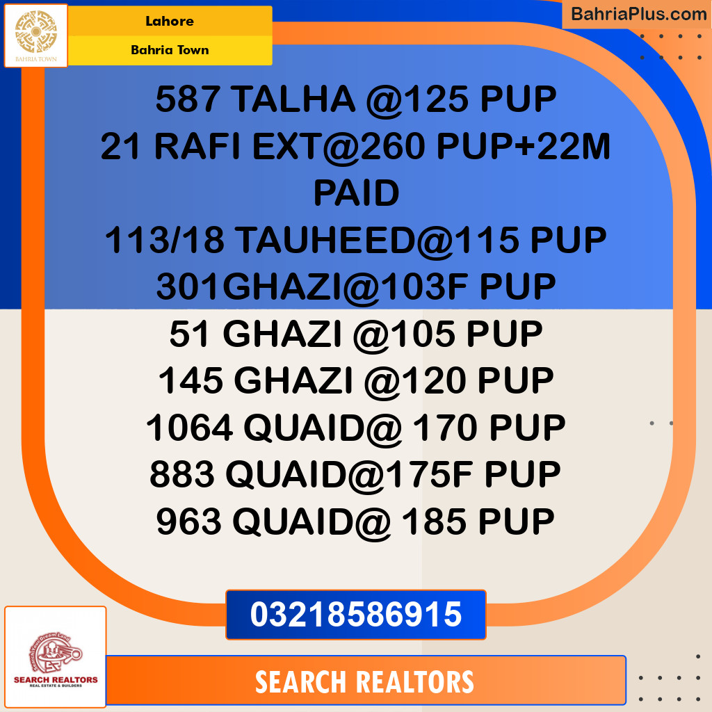 Residential Plot for Sale in Bahria Town, Lahore - (BP-248741)