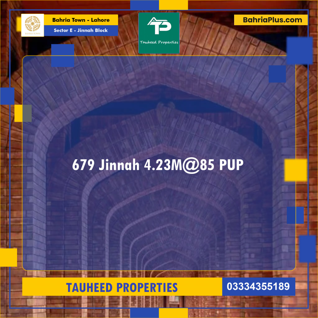 4.23 Marla Residential Plot for Sale in Sector E - Jinnah Block -  Bahria Town, Lahore - (BP-248774)